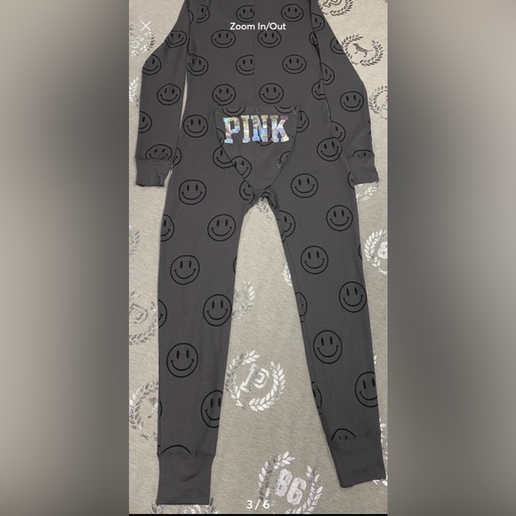 RARE VS PINK SMILEY FACE THERMAL ONESIE NWOT - Picture 3 of 6